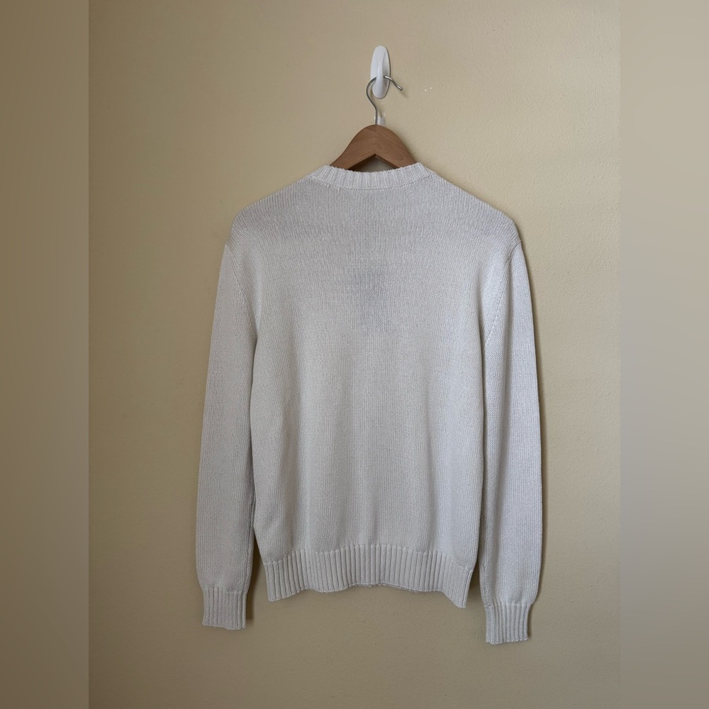 Ralph Lauren Purple Label New Hamptons Spring Polo Bear Silk Sweater White Small - Picture 11 of 12
